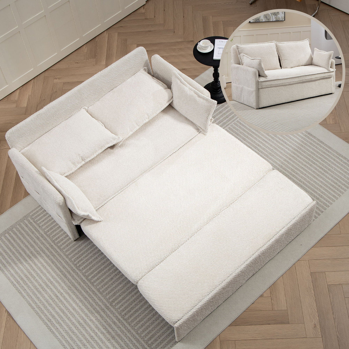 Convertible Sleeper Sofa Bed with Storage and USB/C Charging - Fabric