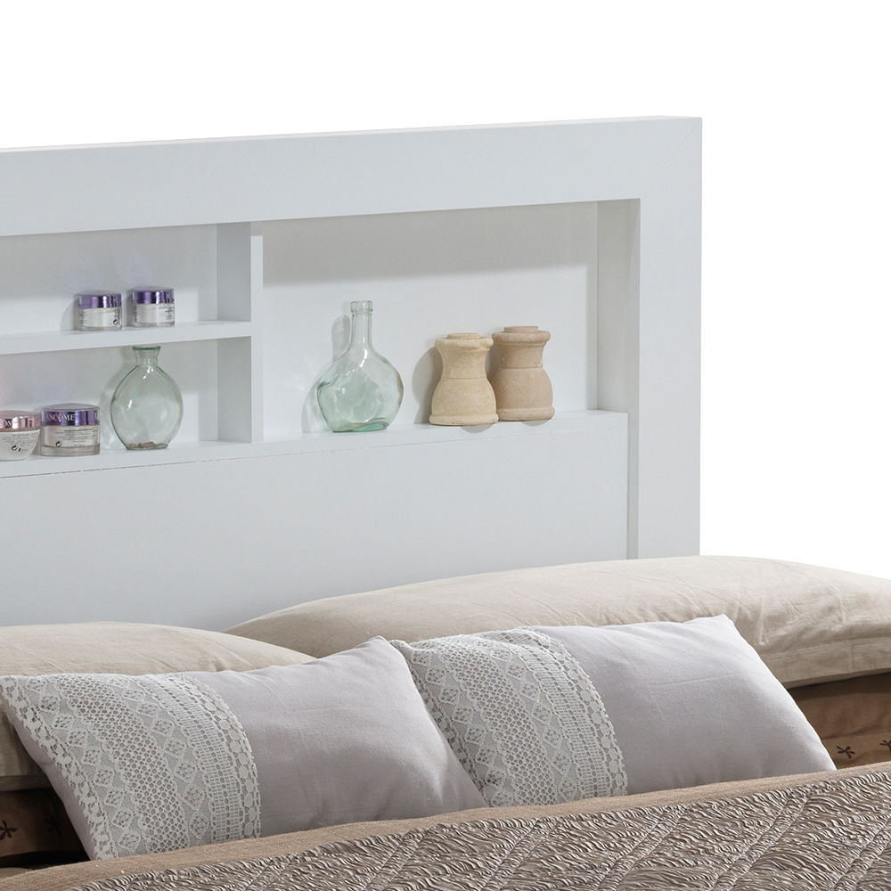 Transitional Storage Bed with Headboard Shelving - Multiple Colors