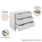 Solid Wood 3 Drawer Dresser with Ribbed Fronts - Multiple Colors