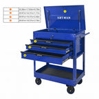 3 Drawers Multifunctional Tool Cart With Wheels - Blue & Black