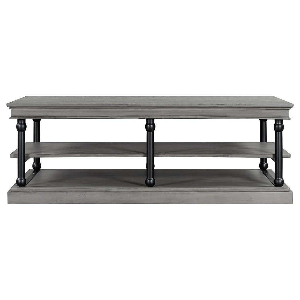 Wood Coffee Table with Storage Shelves - Black + Gray