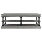 Wood Coffee Table with Storage Shelves - Black + Gray