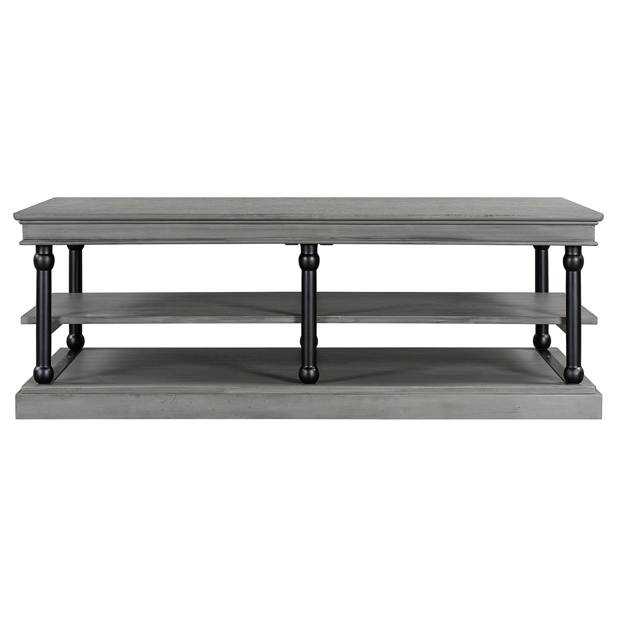Wood Coffee Table with Storage Shelves - Black + Gray
