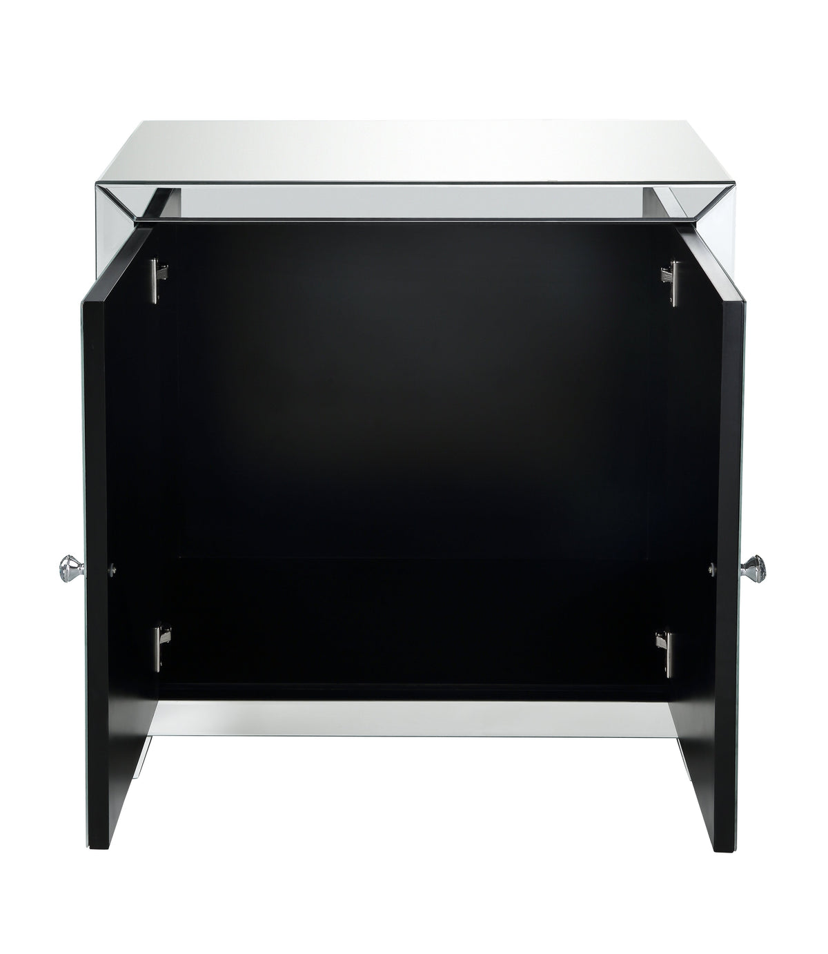 Mirrored Console Cabinet with Faux Diamond Inlay - Silver