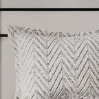 Full/Queen Ultra Plush Down Alternative Comforter Set with Chevron Pattern - Ivory