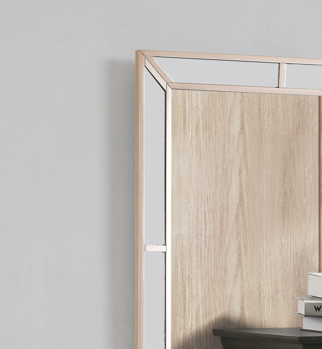 Elegant Contemporary Mirror with Framed Accents – Pearl Silver or White