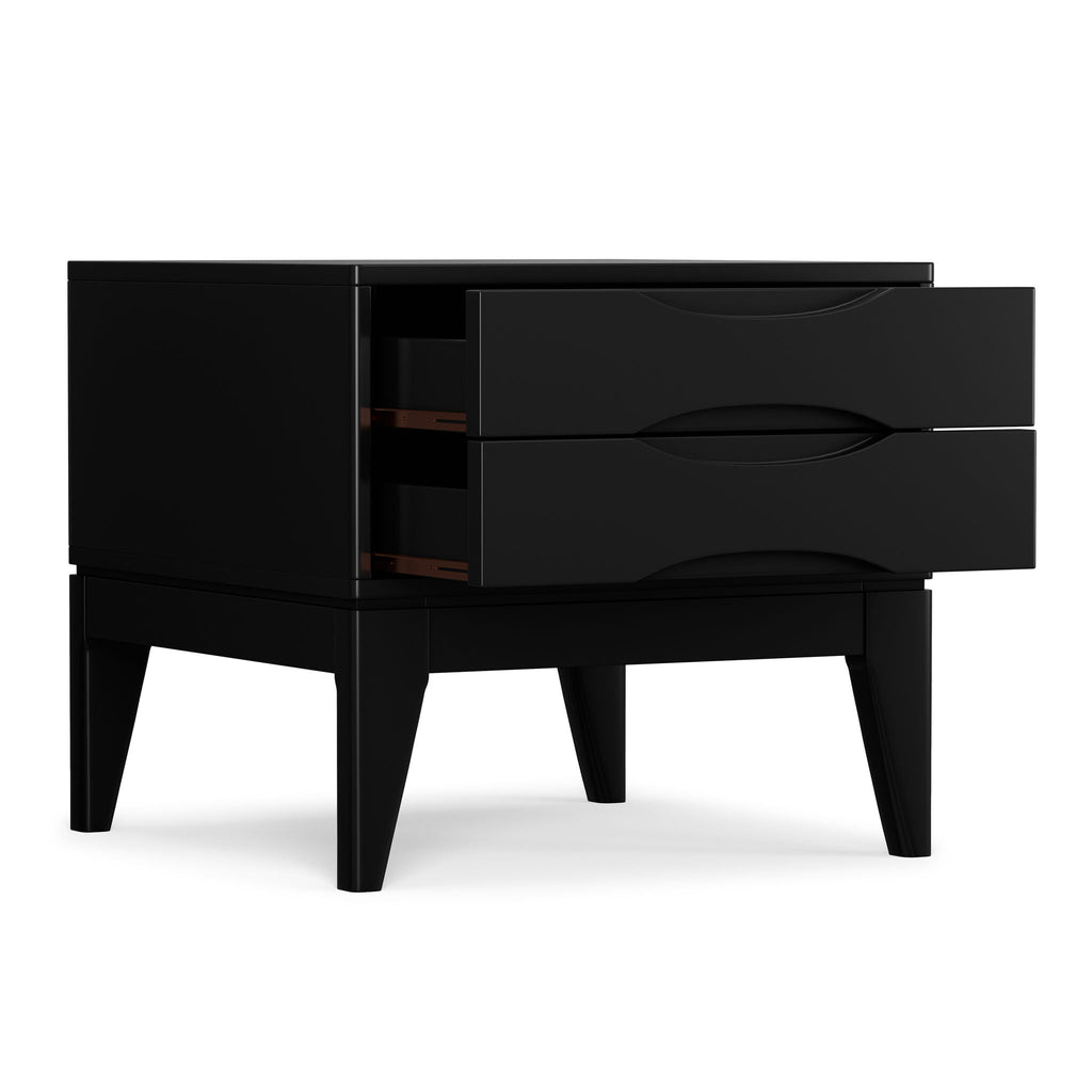 Handcrafted End Table with 2 Drawers - Light Brown, Dark Brown, or Black