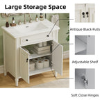 Vintage Bathroom Vanity With Sink and Soft-Close Doors - Dark Gray or White