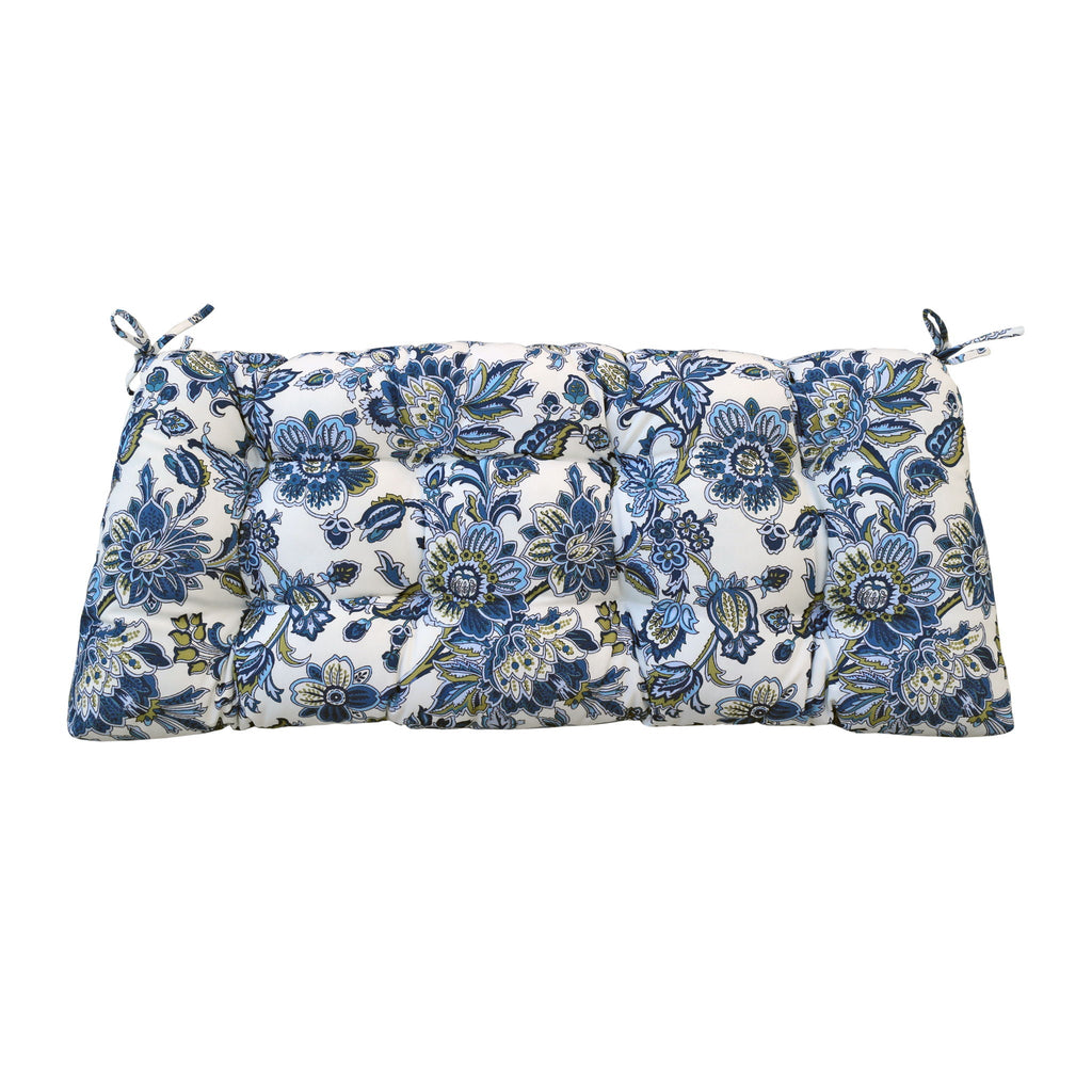 Outdoor Bench Cushion with Secure Tie Down Straps - Blue / Multi