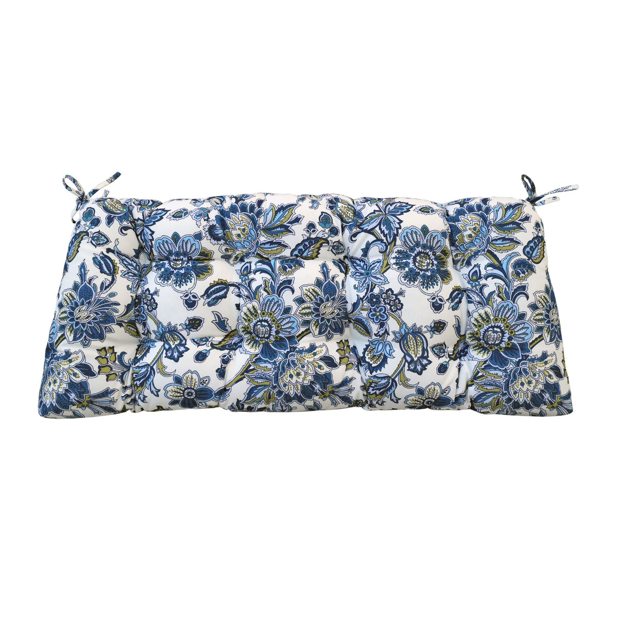 Outdoor Bench Cushion with Secure Tie Down Straps - Blue / Multi
