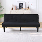 Versatile Sofa Bed with Solid Wood Frame - Pink, Beige, or Black