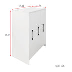 3 Tier Bookcase with Slide Out Doors and Wheels - White