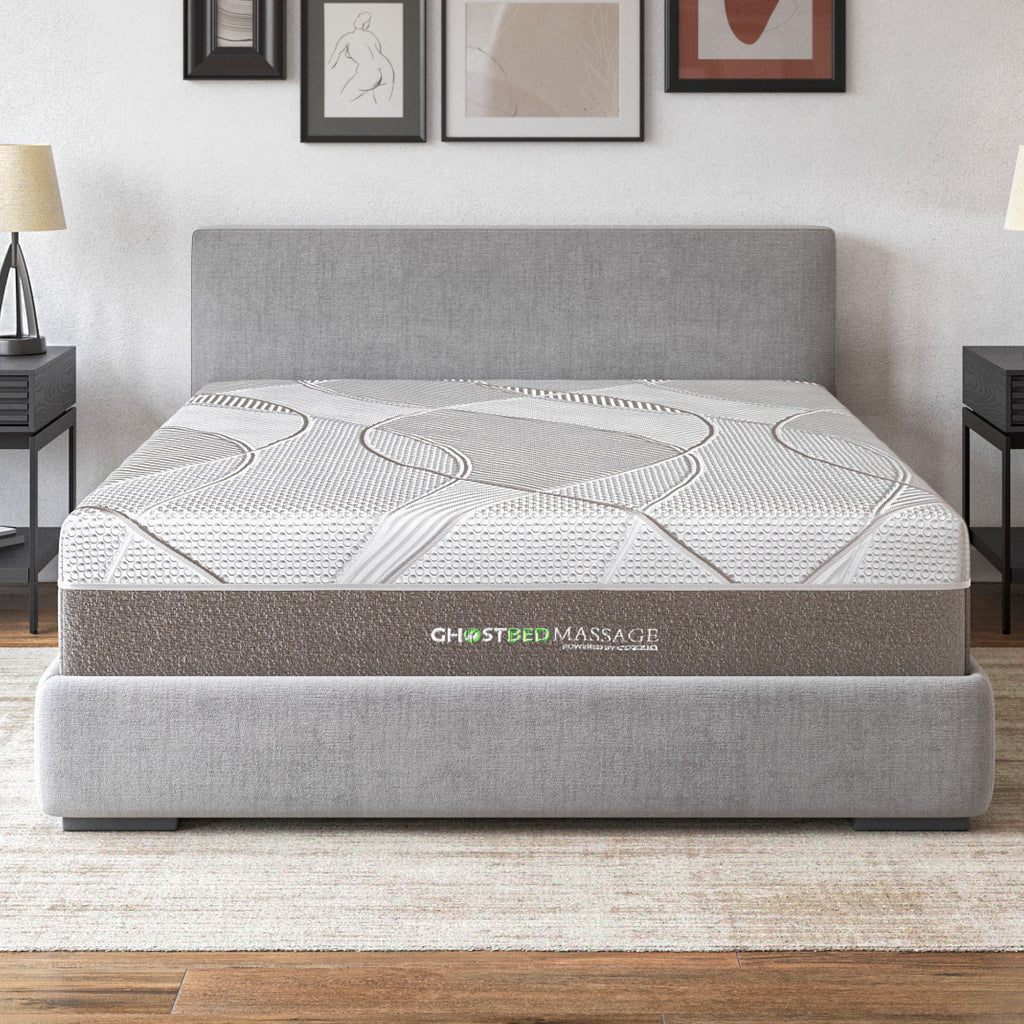 12" Profile Massage Mattress Hybrid with Pneumatic Air Cell Technology - White
