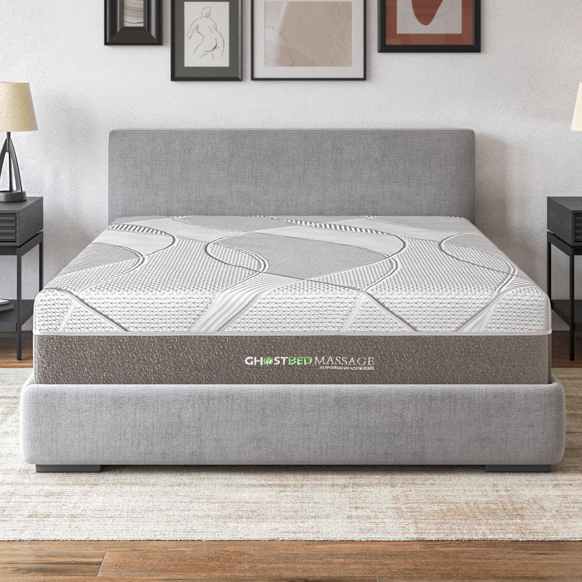 12" Profile Massage Mattress Hybrid with Pneumatic Air Cell Technology - White