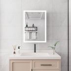 LED Medicine Cabinet With Defogger and Digital Display - Pearl Silver