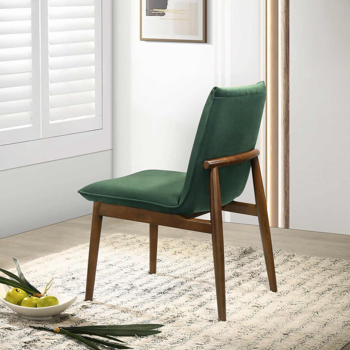 Monza Contemporary Dining Chair Set with Solid Wood Frame - Beige or Dark Green