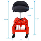Pneumatic 360 Degree Swivel Creeper Stool with Adjustable Height - Red, Yellow, Green, Dark Gray