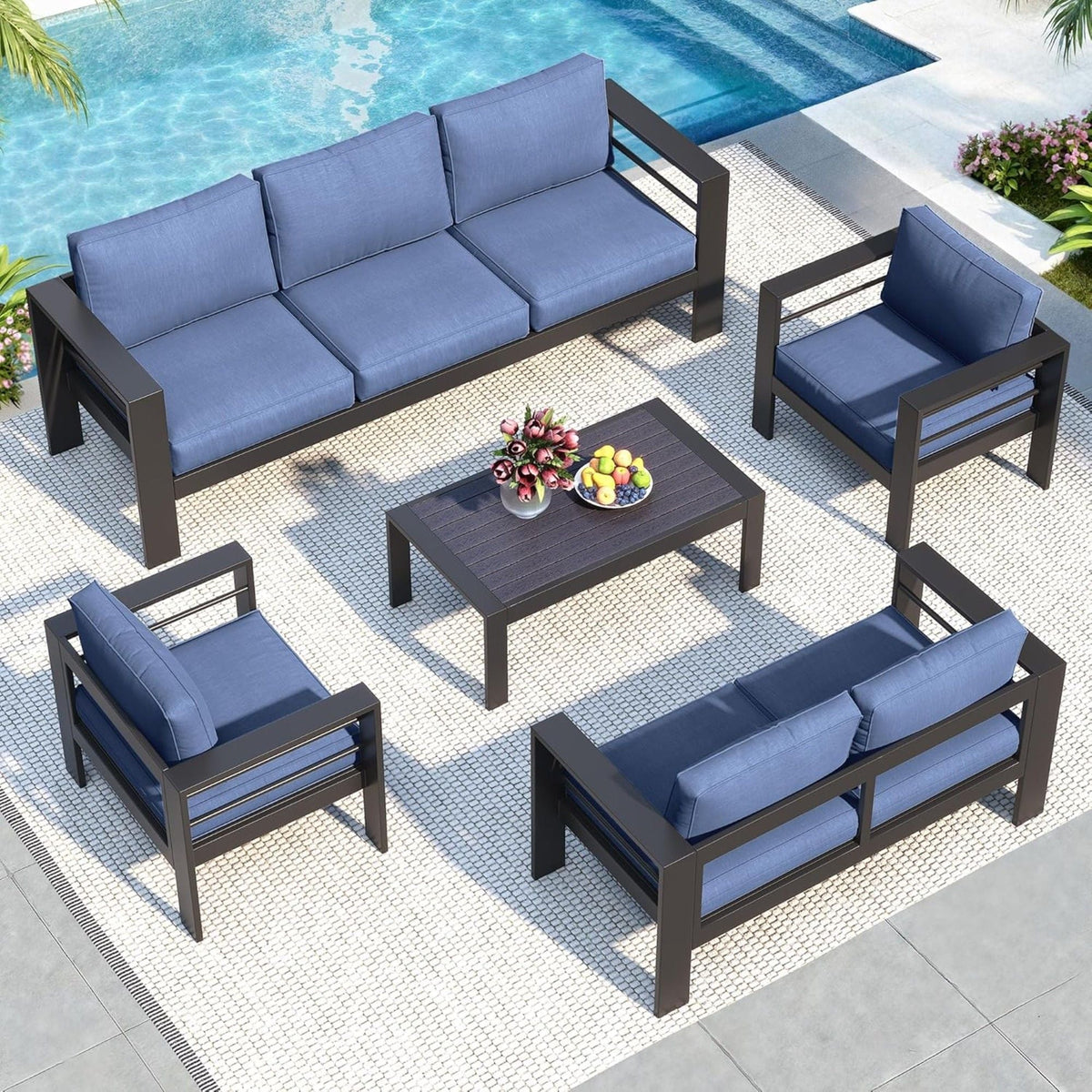 All-Weather Outdoor Patio Set with Thick Cushions - Multiple Colors