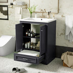 Modern Bathroom Vanity with Ceramic Sink Combo and Storage Cabinet - Multiple Colors