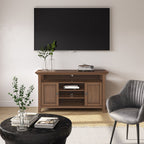 Rustic Natural Aged Brown TV Media Stand with Adjustable Shelves - Dark Brown