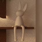 Adjustable LED Sandstone Wall Decor with 3D Art, Glass Vase & Rabbit Statue - Light Coffee