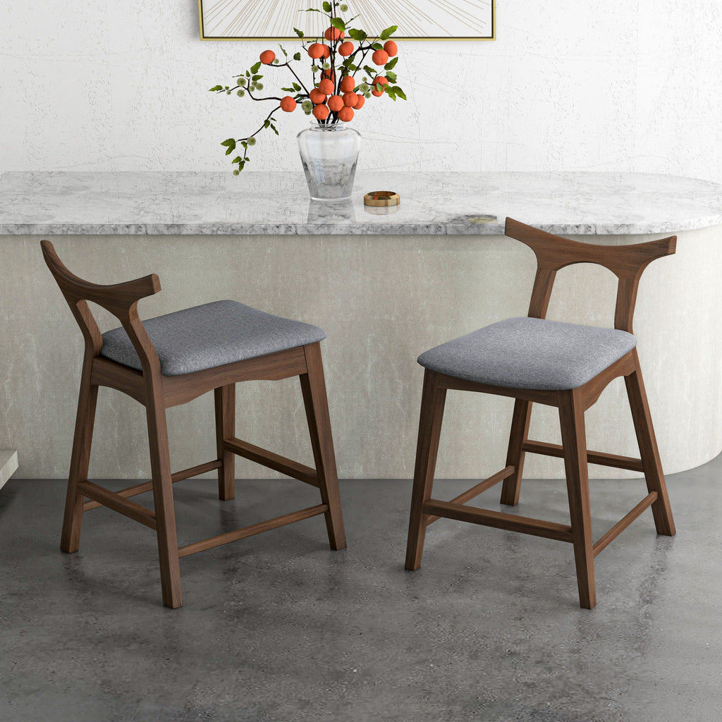 Upholstered Square Bar Chair Set with Solid Wood Frame - Dark Gray or Black