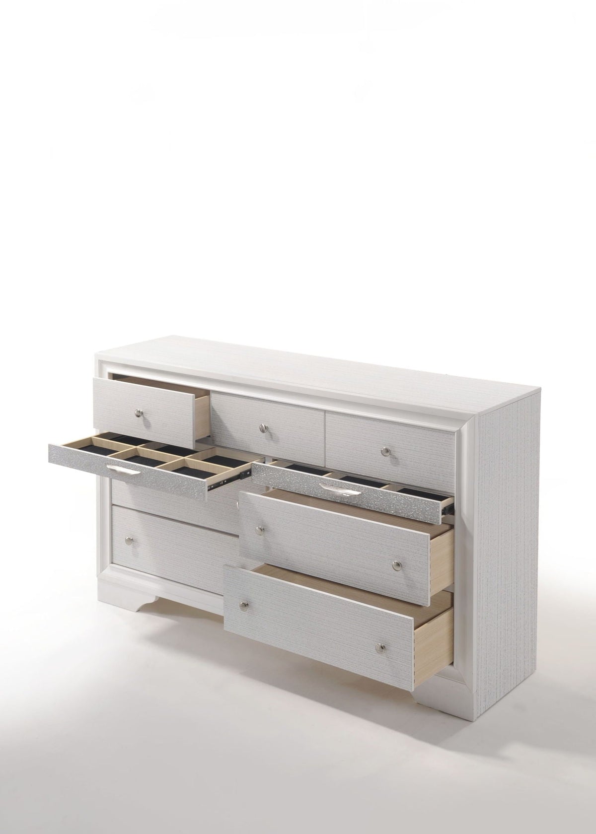 Naima Versatile Storage Dresser with Felt-Lined Jewelry Drawer – White or Black