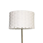 Gold Floor Lamp with Marble Base and Imitation Leather Shade