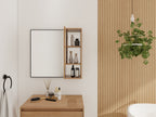 Imitative Oak Wall Mounted Bathroom Mirror Cabinet with Soft Close Door
