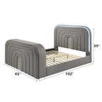 Upholstered Bed with LED, TV Stand & Bluetooth Fireplace - Dark Gray