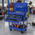 3 Drawers Multifunctional Tool Cart With Wheels - Blue & Black
