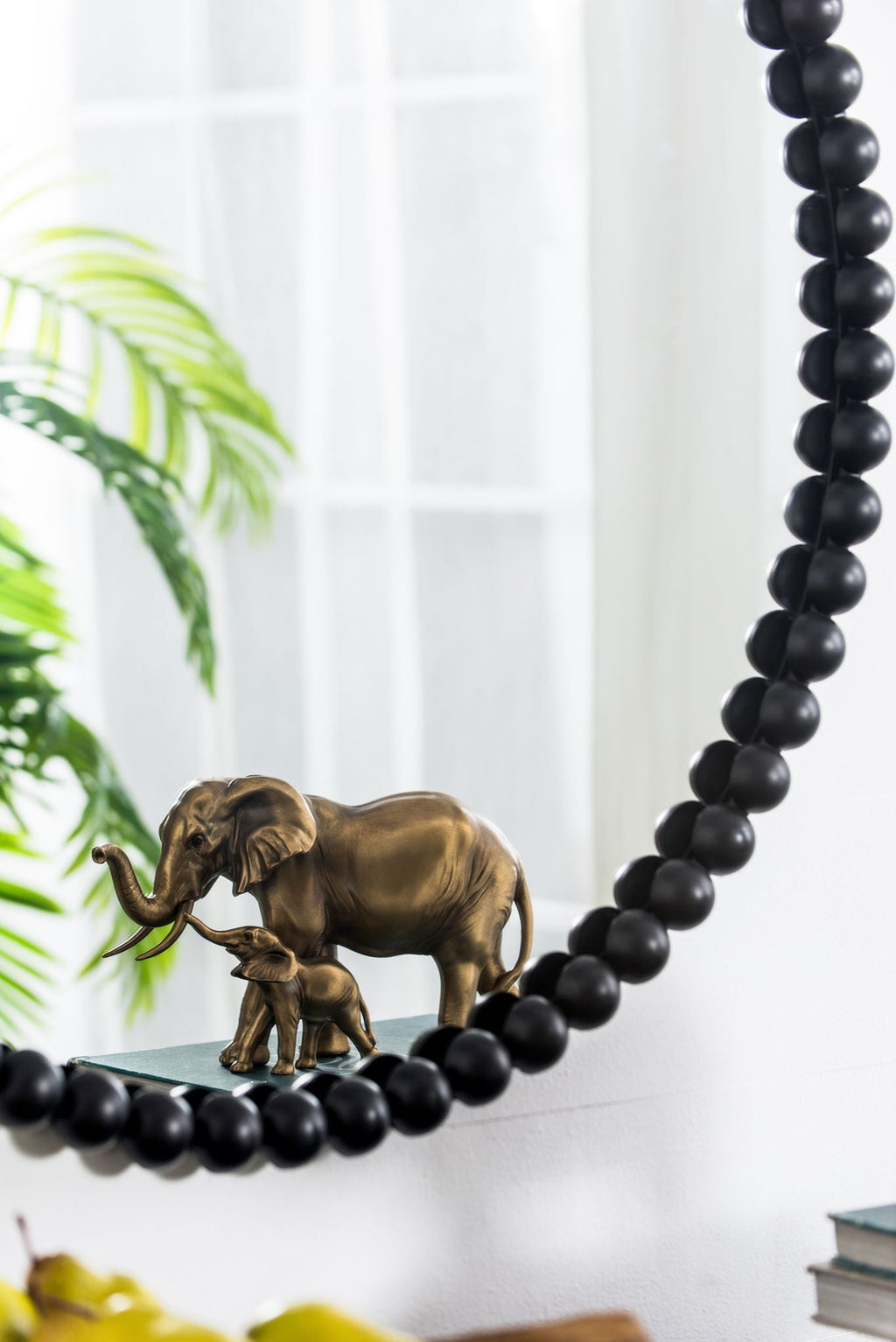 Circle Mirror With Metal Beaded Frame