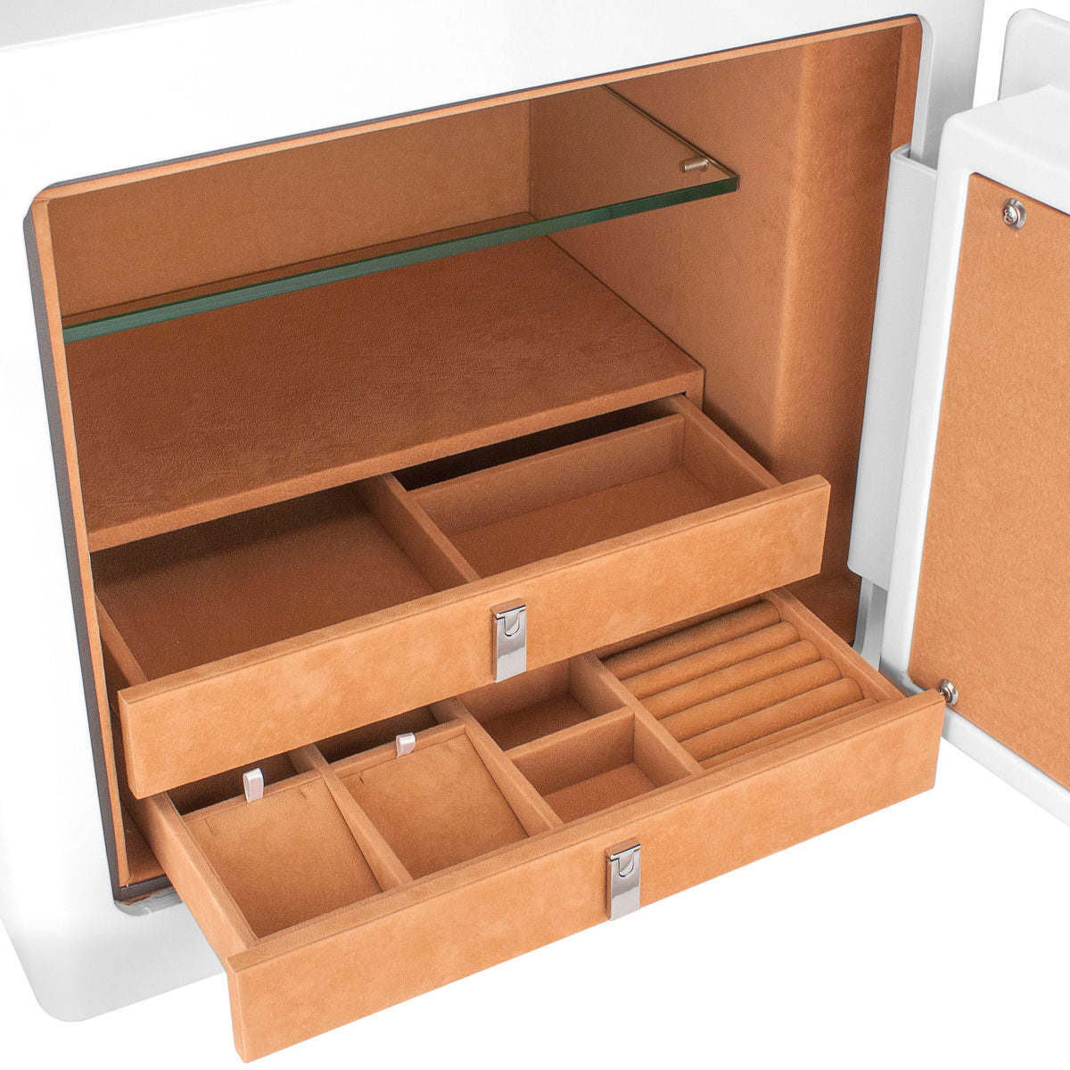 Durable Construction Jewelry Safe with Fireproof Protection - White or Black