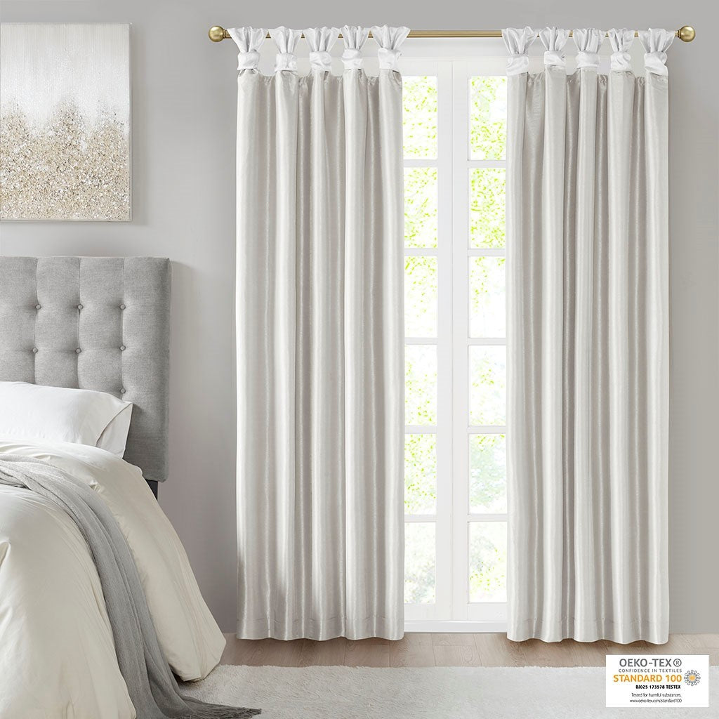 Twist Tab Total Blackout Window Curtain Panel with Thermal Lining - White