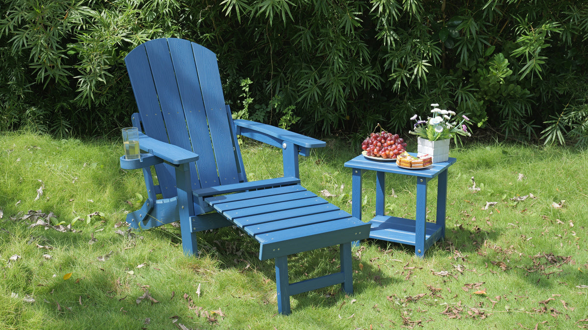 Outdoor Adjustable Lounge Chair with Built-in Cup Holder - Brown