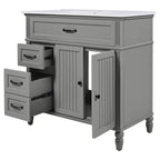 Bathroom Vanity With Sink and Drawers - Freestanding Solid Wood Cabinet