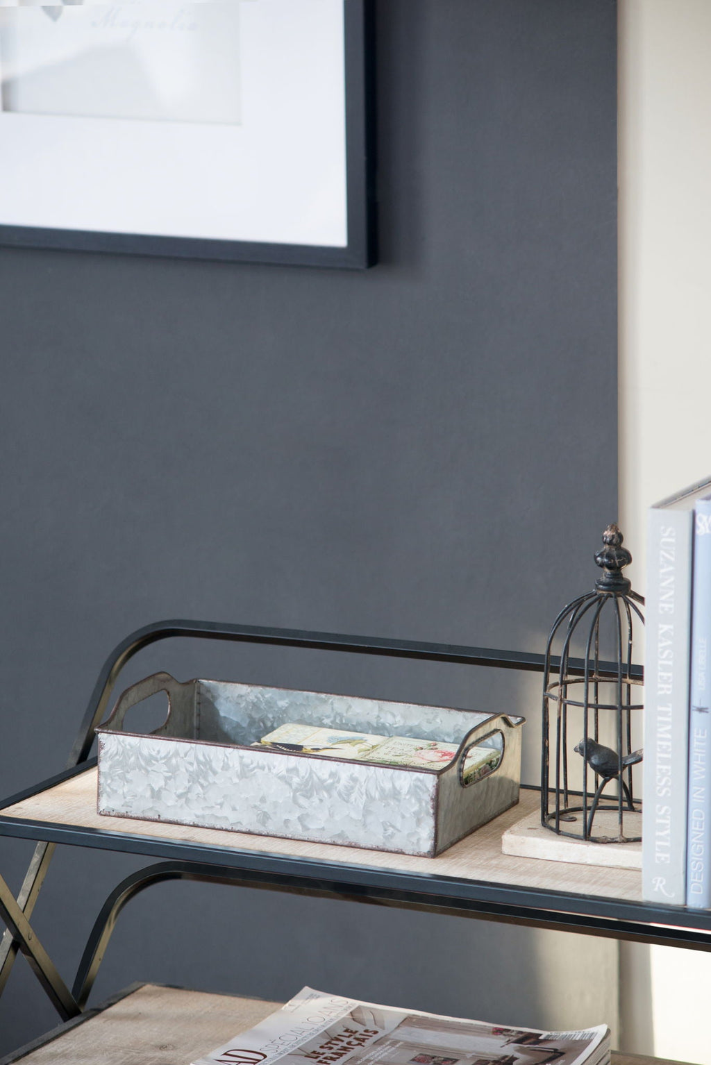 Decorative Galvanized Nesting Trays with Rustic Design - Gray