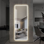 Full Length Floor Mirror LED with Dimming & 3 Color Modes - Silver