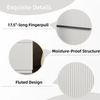 Fluted Bathroom Vanity with Ceramic Sink and Moisture-Proof Cabinet - 30" Wide