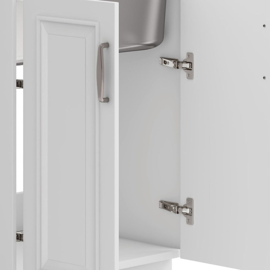 Deluxe Laundry Cabinet with Pull-Out Faucet and Stainless Steel Sink - White