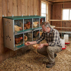 8 Compartment Chicken Nesting Boxes with Wall Mount - Green