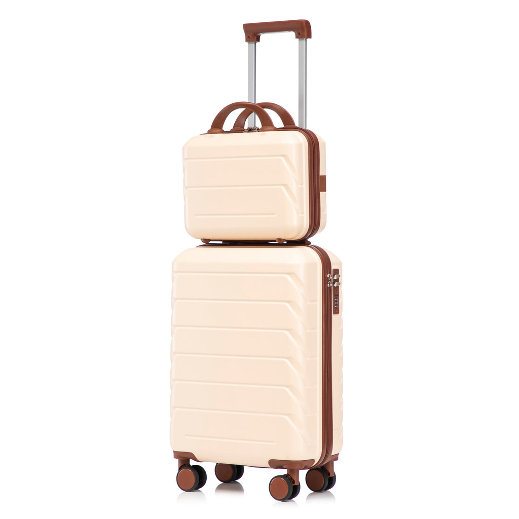 Beige 2-Piece Spinner Luggage Set with Hard Shell - Beige