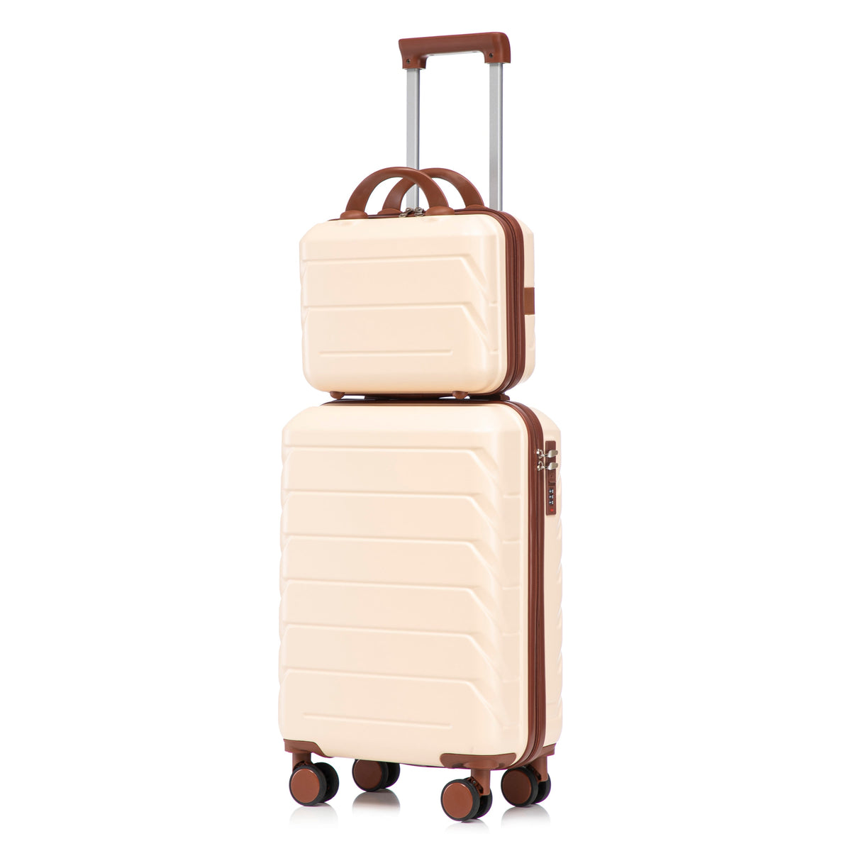 Beige 2-Piece Spinner Luggage Set with Hard Shell - Beige