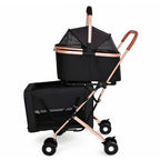 Double Pet Stroller for Small and Medium Dogs and Cats with Foldable Frame - Carbon-Steel