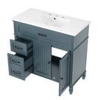 Bathroom Vanity With Sink and Drawers - Freestanding Solid Wood Cabinet