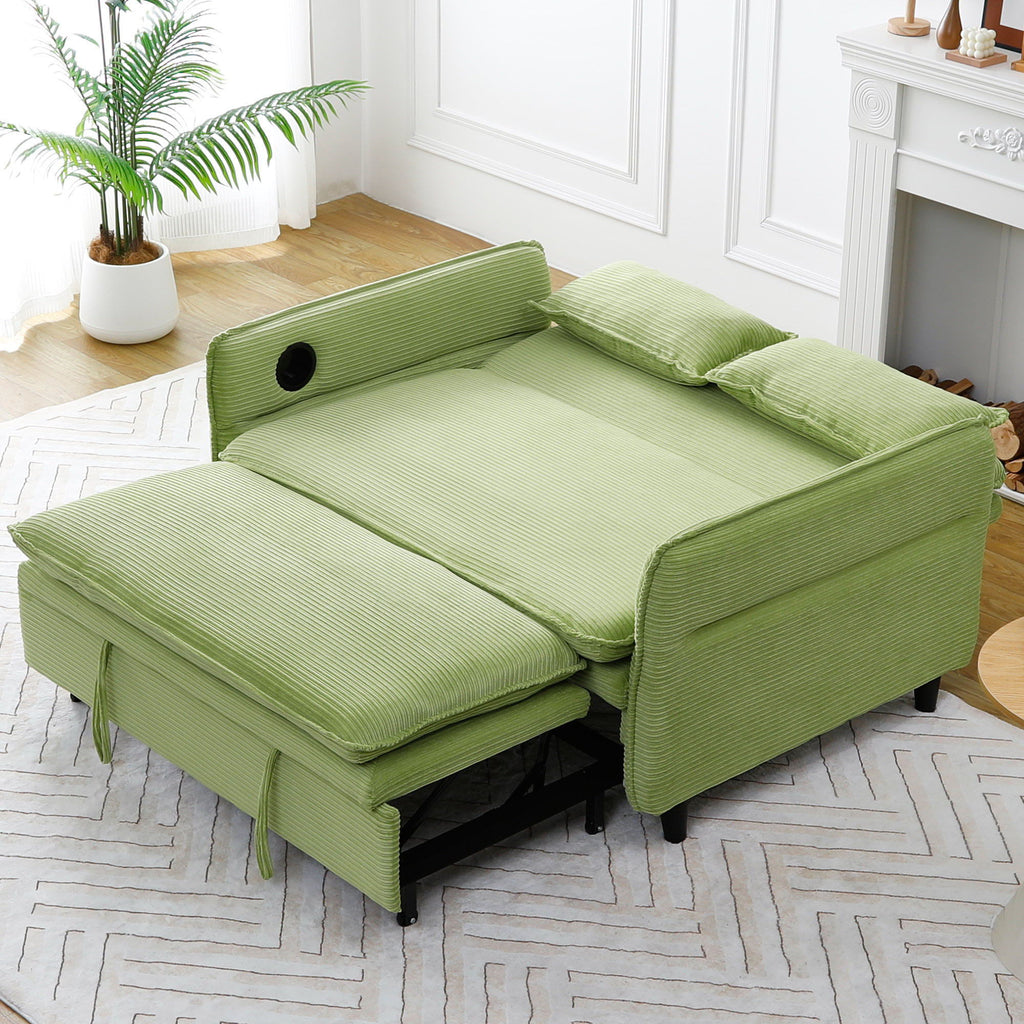 Modern Fabric Sofa Bed with Adjustable Armrests and Backrests - Multiple Colors