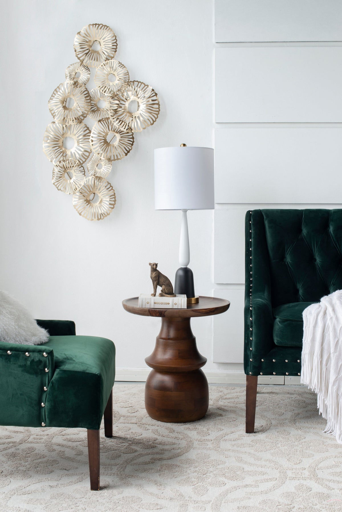 Teardrop Silhouette Table Lamp with Black and Gold Base - Black/Gold