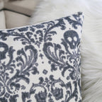 Baroque Skull Damask Accent Pillow with Removable Cover - Black & White