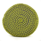 Handcrafted Cylindrical Accent Pouf with Water Resistant Fabric - White, Green, Black