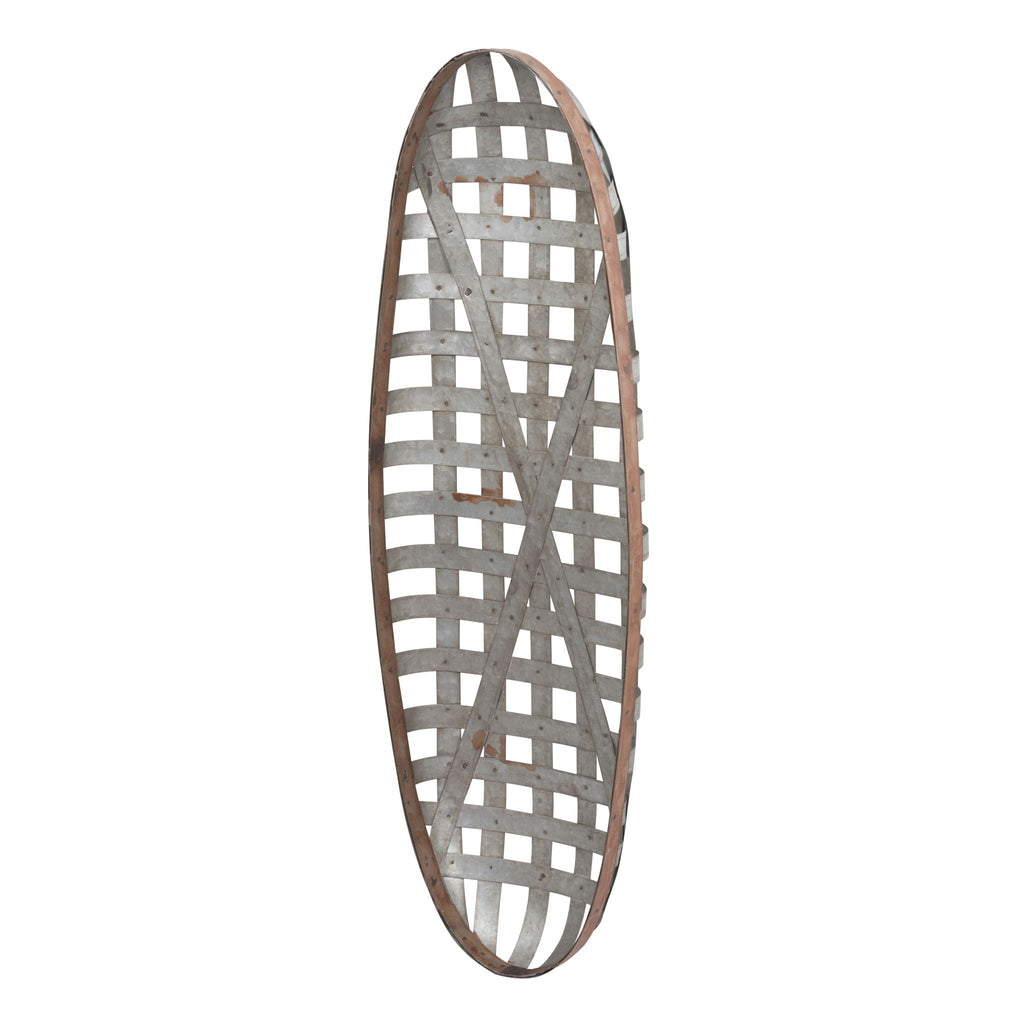 Metal Wall Art with Grid Pattern - Silver
